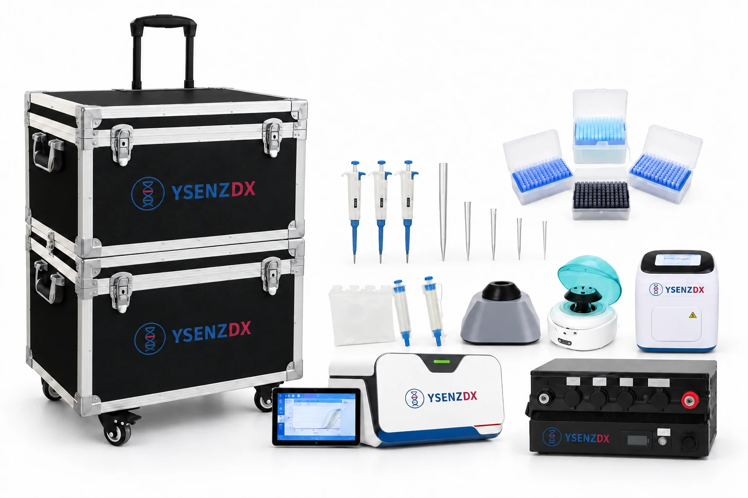 Mobile PCR workstation in protective cases